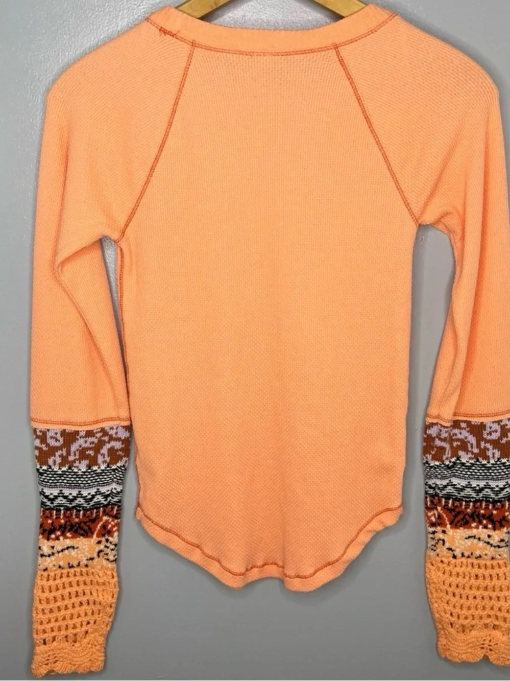 FREE PEOPLE In The Mix Cuff Thermal Top - Small